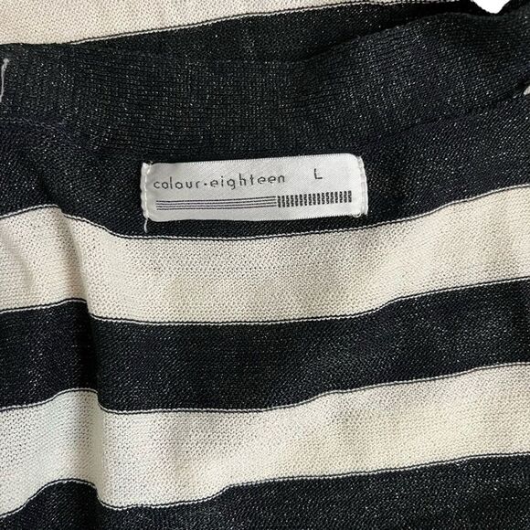 COLOUR EIGHTEEN Striped Metallic Black Knit Sequin Top Knit Shirt Goth Punk L - Picture 13 of 16